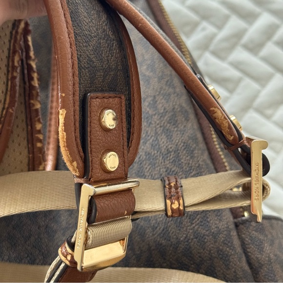 Michael Kors Erin Large Backpack Acorn Trim Brown Signature Logo Print Canvas - Picture 12 of 16
